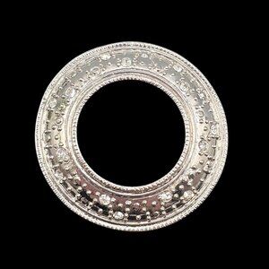 VTG Danecraft Brooch Round Circular Silver Tone Chic Elegant Stmt Grannycore Pin